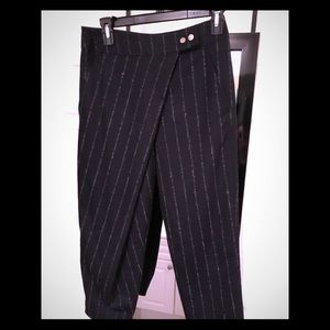 NEHERA Pinstripe Crossover Wrap Trousers